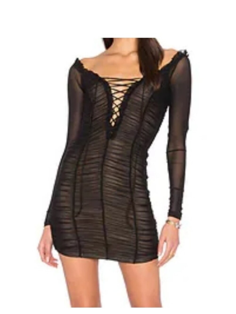 MAJORELLE Mini Dress Revolve Black Small Smocked Body Con Womens S